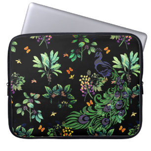 Capa Para Notebook Pavão Ornamentado e Floral Vintage