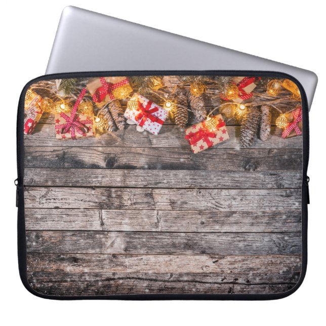 Capa Para Notebook Pavimentos de Natal, tábuas de madeira. (Frente)