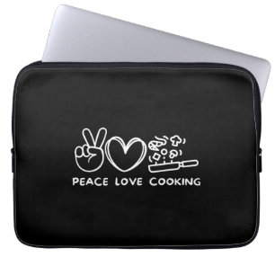 Capa Para Notebook Paz, Amor Culinária Cozinheiro Retro Amante da Cul