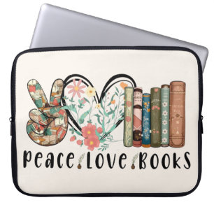 Capa Para Notebook Paz, Amor e Livros