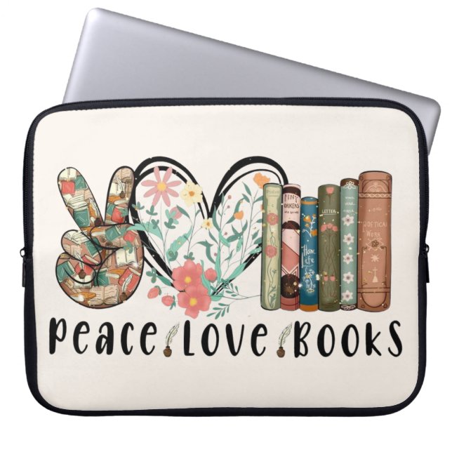 Capa Para Notebook Paz, Amor e Livros (Frente)