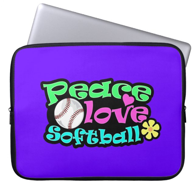 Capa Para Notebook Paz, amor, softball (Frente)