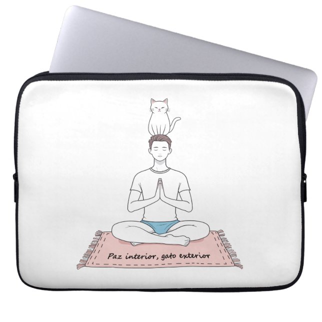 Capa Para Notebook Paz Interior, Gato Exterior (Frente)