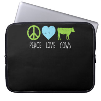 Capa Para Notebook Peace Love Cows Hippie Farming Dairy Farmer