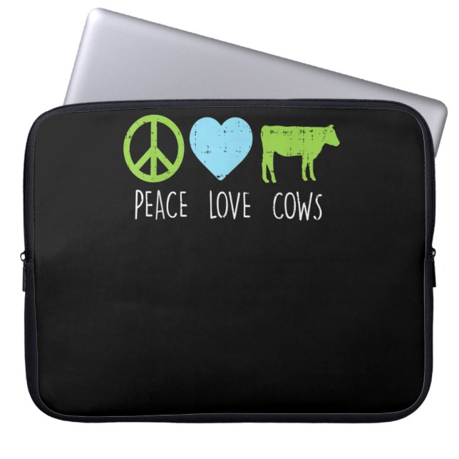 Capa Para Notebook Peace Love Cows Hippie Farming Dairy Farmer (Frente)