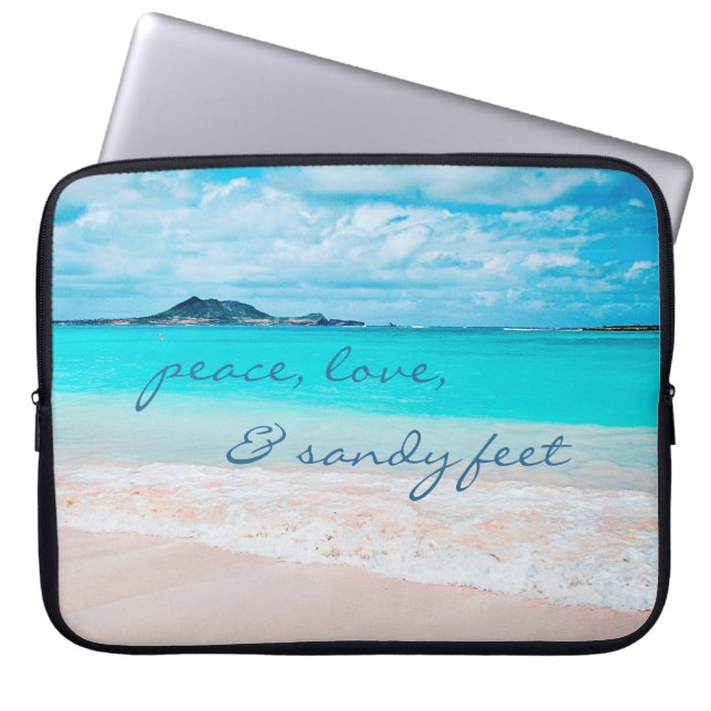 Capa Para Notebook Peace Love Sandy Feet Hawaii Tropical Beach Photo (Frente)