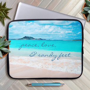 Capa Para Notebook Peace Love Sandy Feet Hawaii Tropical Beach Photo