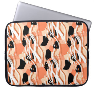 Capa Para Notebook Peach Black White Abstrato Pattern.