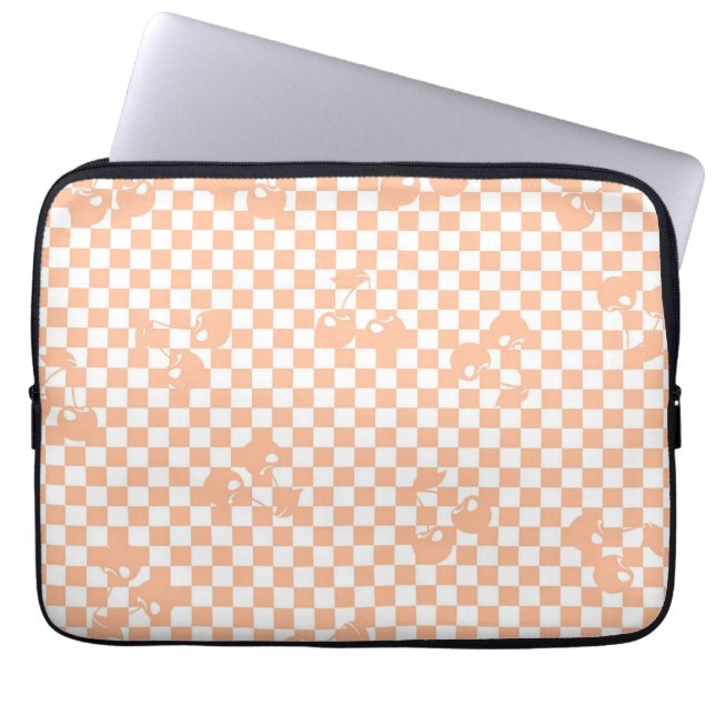 Capa Para Notebook Peach Fuzz Cherry Gingham Patterno (Frente)