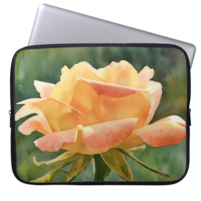 Capa Para Notebook Peach Pink Rose Art Flower Laptop Sleeve Cover (Frente)