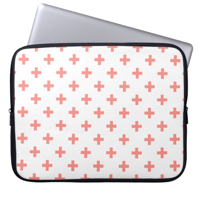 Capa Para Notebook Peach polka cruza em branco (Frente)