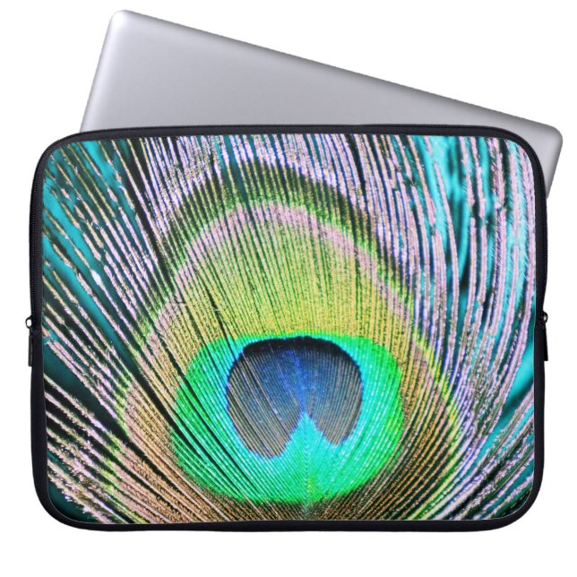 Capa Para Notebook Peacock Feather em Turquoise (Frente)