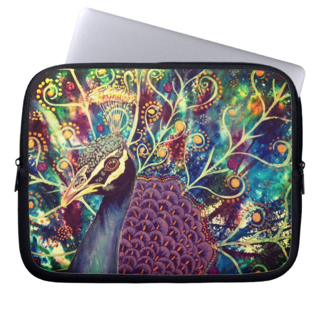 Capa Para Notebook Peacock kaleidoscope colorida boho artístico (Frente)