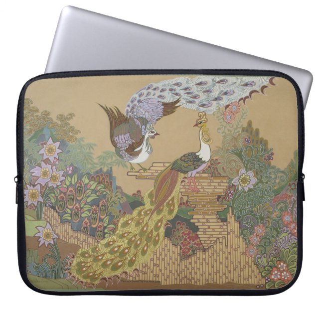 Capa Para Notebook Peacocks Estilizados no Jardim Flor (Frente)