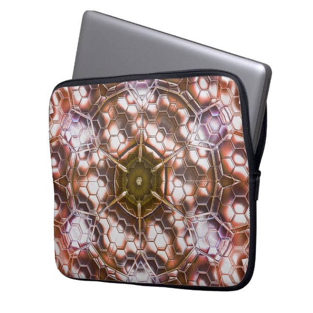 Capa Para Notebook Pearly brown kaleidoscope of overlapping hexagons  (Frente Esquerda)