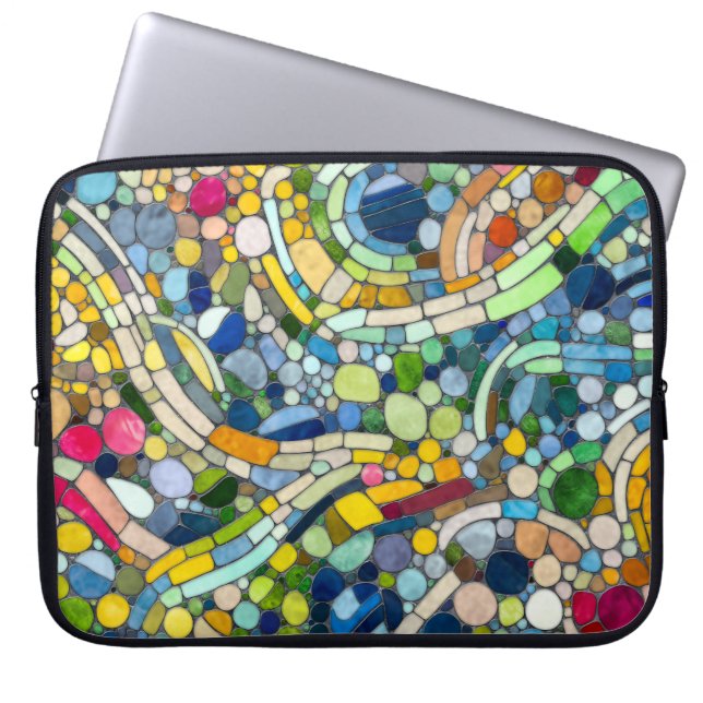 Capa Para Notebook Pebbles - Arte Mosaica Colorida (Frente)