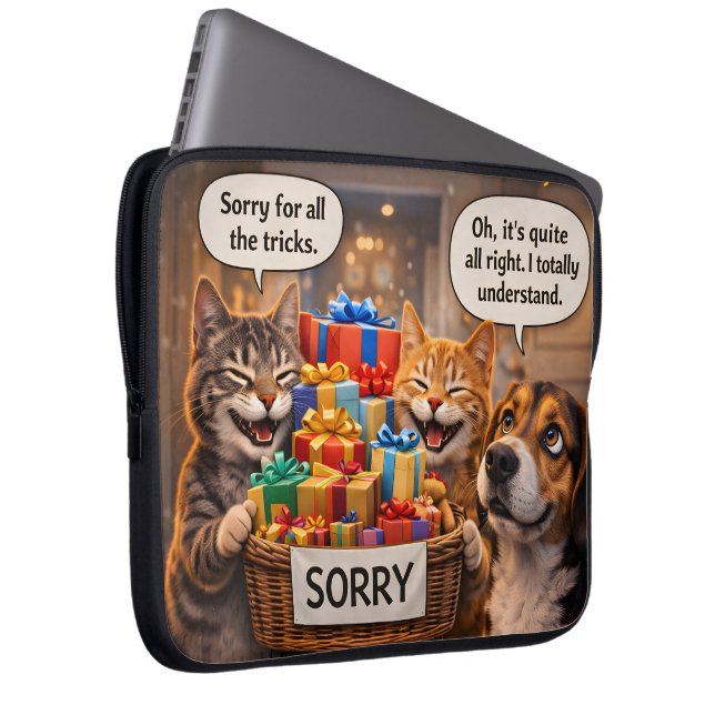 Capa Para Notebook Peço desculpas, gato e cachorro fofos pedido de de (Frente Esquerda)