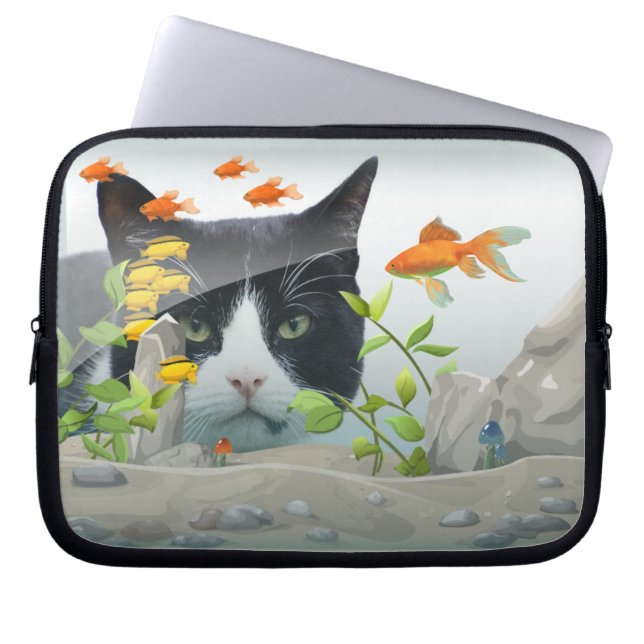 Capa Para Notebook Peering de Gato de Fotografia Personalizado no Tan (Frente)