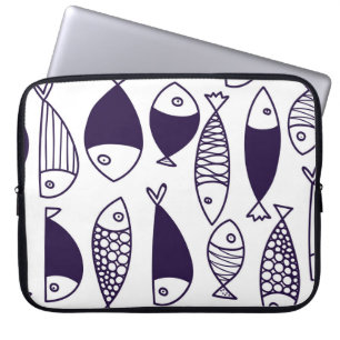 Capa Para Notebook Peixe bonito. O passado infantil. Um padrão perfei