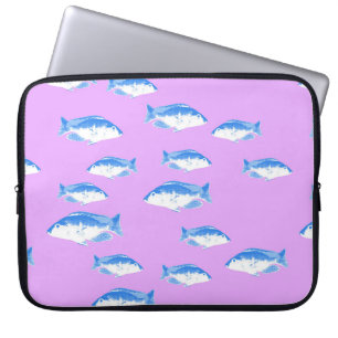 Capa Para Notebook Peixes azuis em lilás