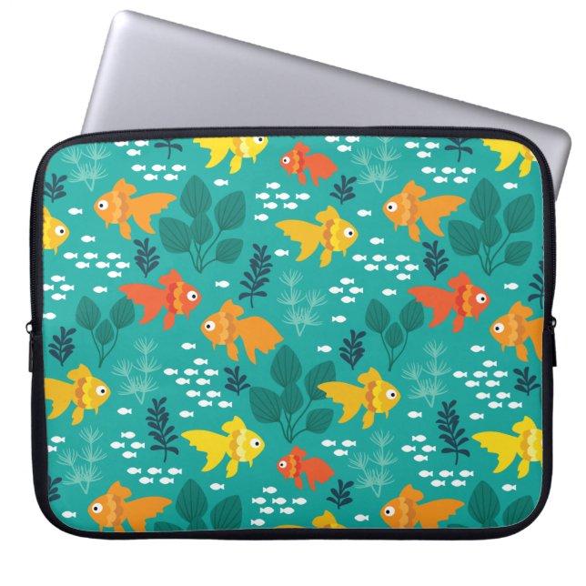 Capa Para Notebook Peixes Dourados no Aquário (Frente)
