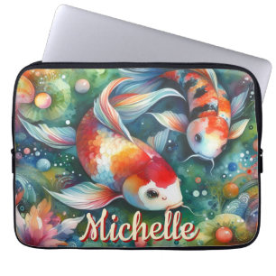 Capa Para Notebook Peixes Koi Aquarela Caprichosa Personalizada