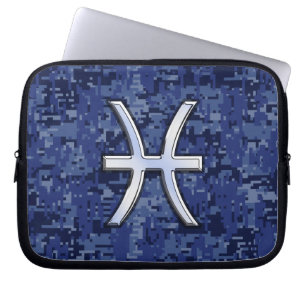 Capa Para Notebook Peixes Sinal Marinho Camuflagem Digital Azul