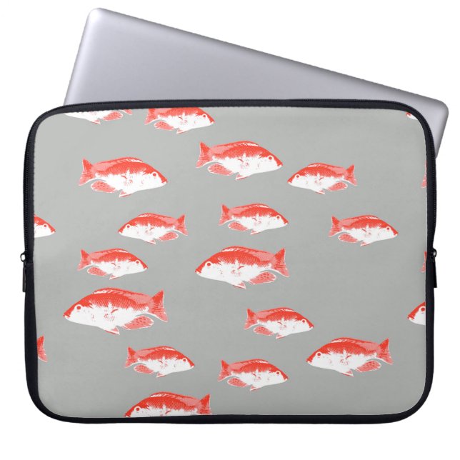 Capa Para Notebook Peixes vermelhos e cinzas (Frente)