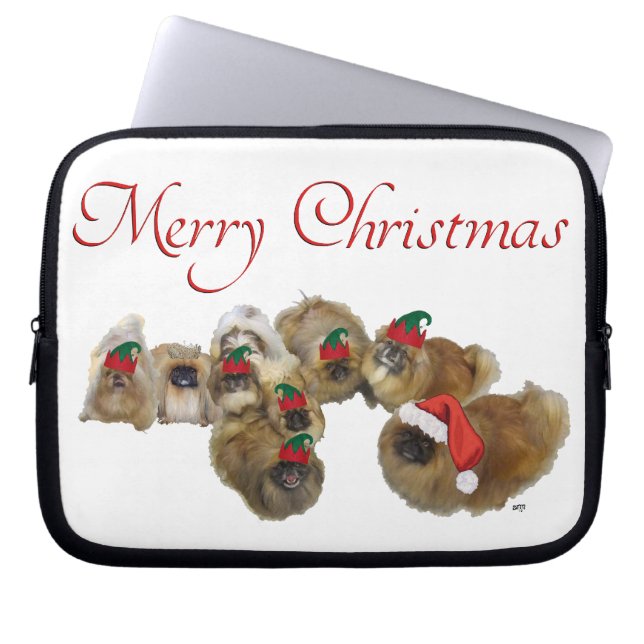 Capa Para Notebook Pekingese Celebram o Natal (Frente)