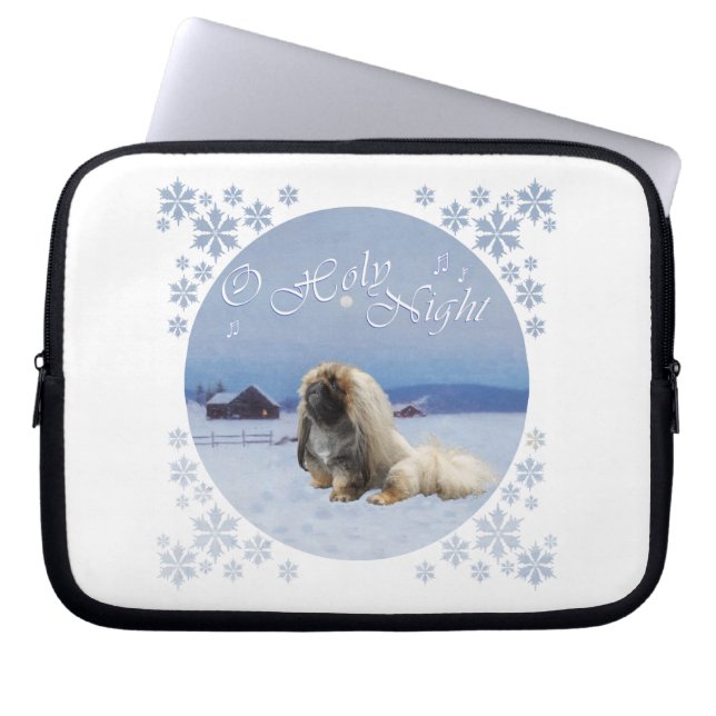 Capa Para Notebook Pekingese Ó Santa Noite (Frente)