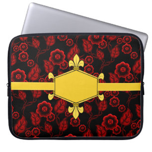 Capa Para Notebook Pele de lis, ouro, vermelho floral, Adicionar inic