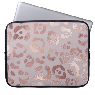 Capa Para Notebook Pele-leopardo: elegância rosa de ouro.