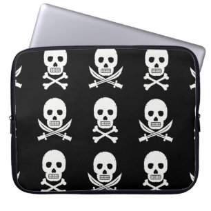 Capa Para Notebook Pele Pirata Cruzando Ossos Padrão Invisível