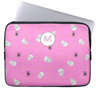 Capa Para Notebook Peles de Halloween de Xadrez Rosa Coquette Persona