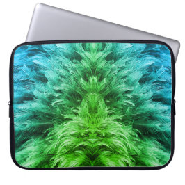 Capa Para Notebook Peles de pele de penas fluffy parece azul verde gr