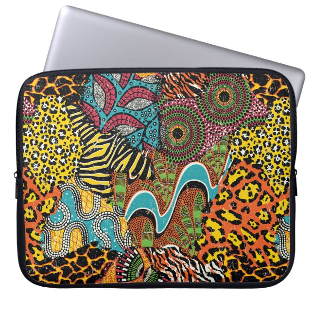 Capa Para Notebook Peles tradicionais de tecidos africanos e de anima (Frente)