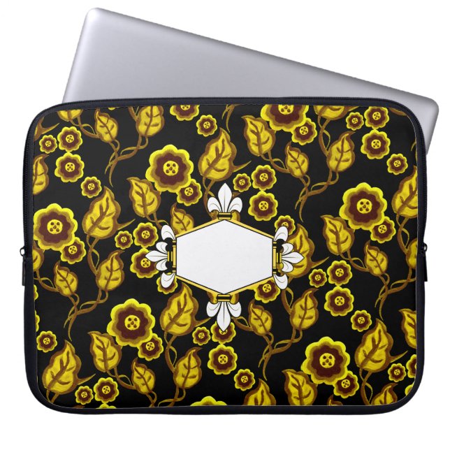 Capa Para Notebook Pelo de lis, branco, ouro floral, Adicionar inicia (Frente)