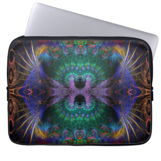 Capa Para Notebook Pena Fractal Verde Indigo Purple