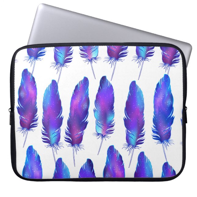 Capa Para Notebook Penas com textura espacial, padrão mágico. (Frente)