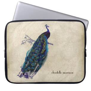 Capa Para Notebook Penas completas do pavão do vintage no laço