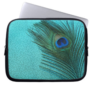 Capa Para Notebook Penas de Pavão Azul Aqua Metálico