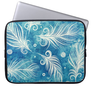 Capa Para Notebook Penas Desenhadas À Mão: Padrão Sem Costura
