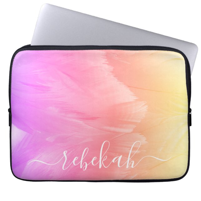 Capa Para Notebook Penas do Ombre Pastel Swan (Frente)