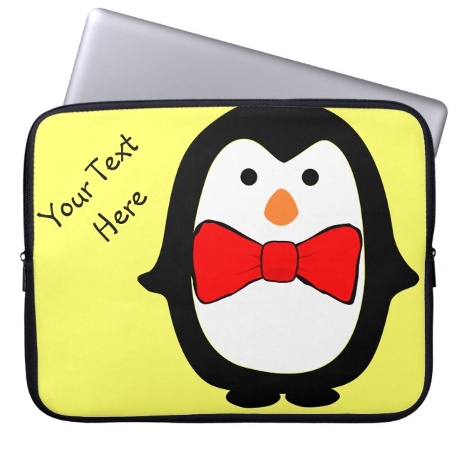 Capa Para Notebook Pengim Fofinho c/ Gravata Borboleta Vermelha Bolsa (Frente)