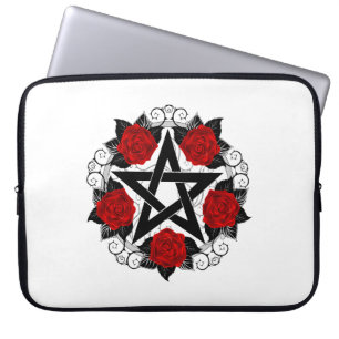 Capa Para Notebook Pentagrama com Rosas vermelhas