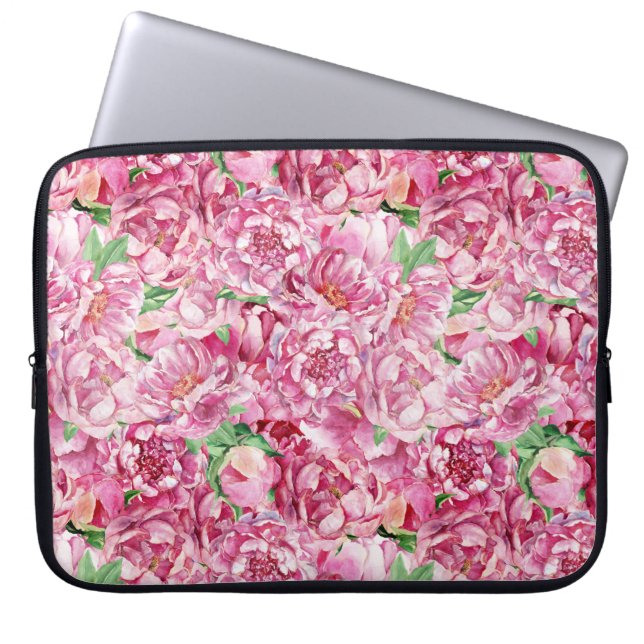Capa Para Notebook Peônias de cor-de-água rosa (Frente)
