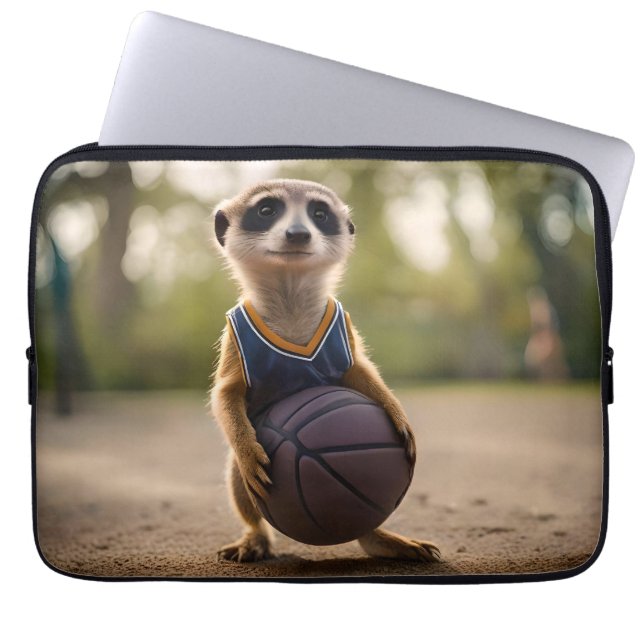 Capa Para Notebook Pequena Estrela-de-Obra: Bebê Meerkat Segurando Ba (Frente)