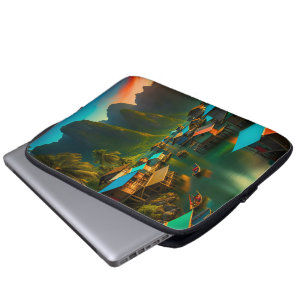 Capa Para Notebook Pequena Vila de Pesca Indonésia