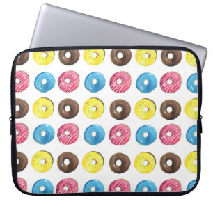 Capa Para Notebook Pequenas rosquinhas de aquarela, padrão uniforme.