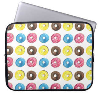 Capa Para Notebook Pequenas rosquinhas de aquarela, padrão uniforme.
